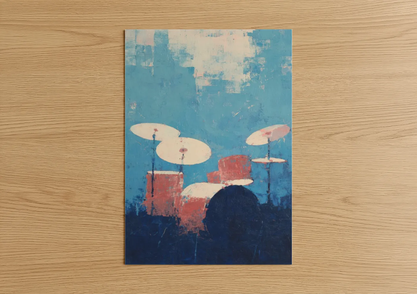 Abstract Drum Kit Blue Contemporary Wall Art