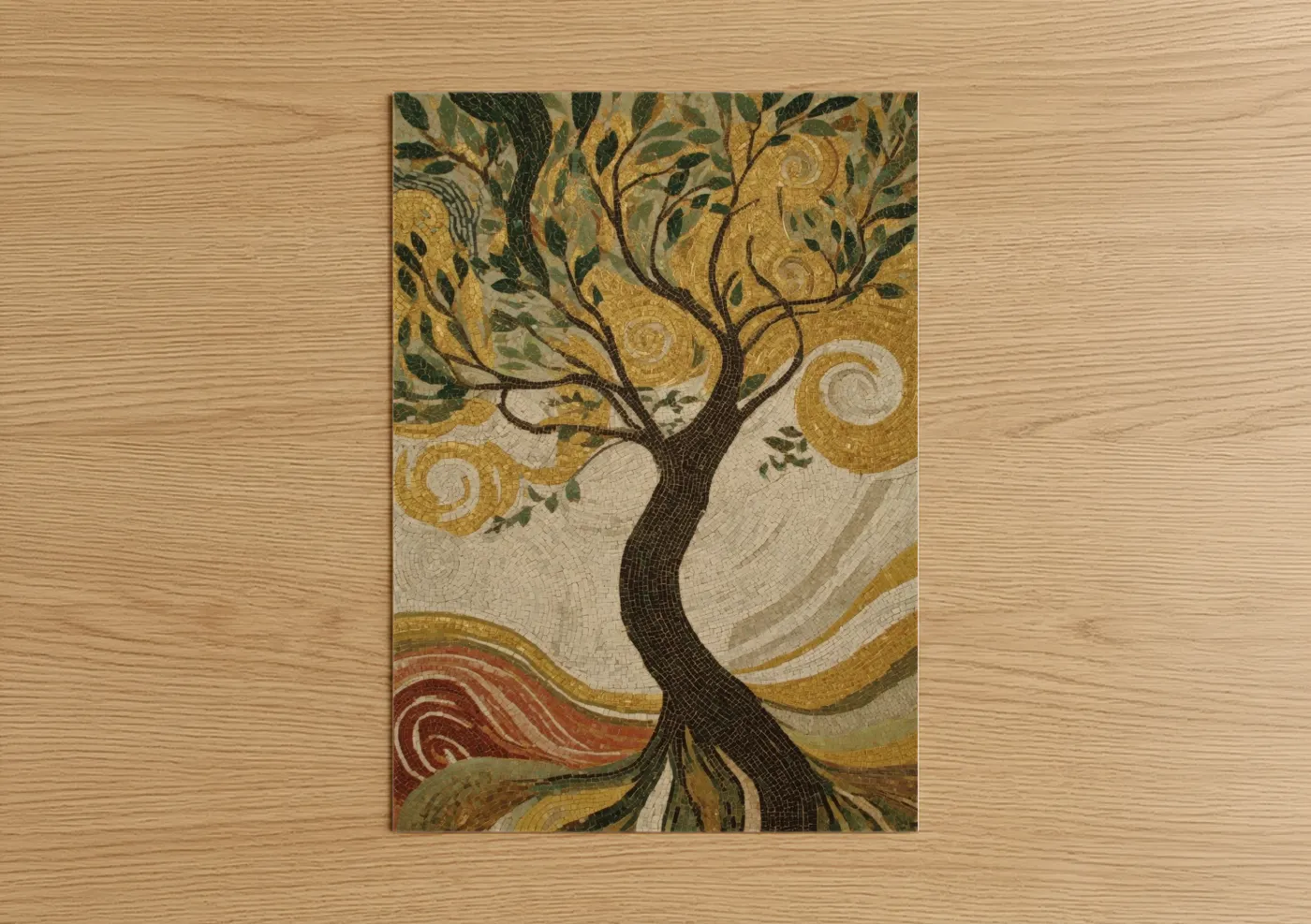 Golden Magnolia Tree Mosaic Wall Art