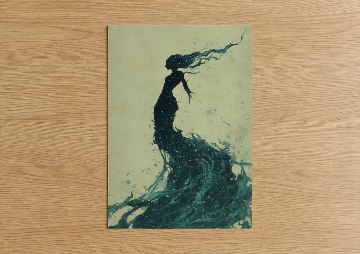 Ethereal Mermaid Watercolor Silhouette Wall Art