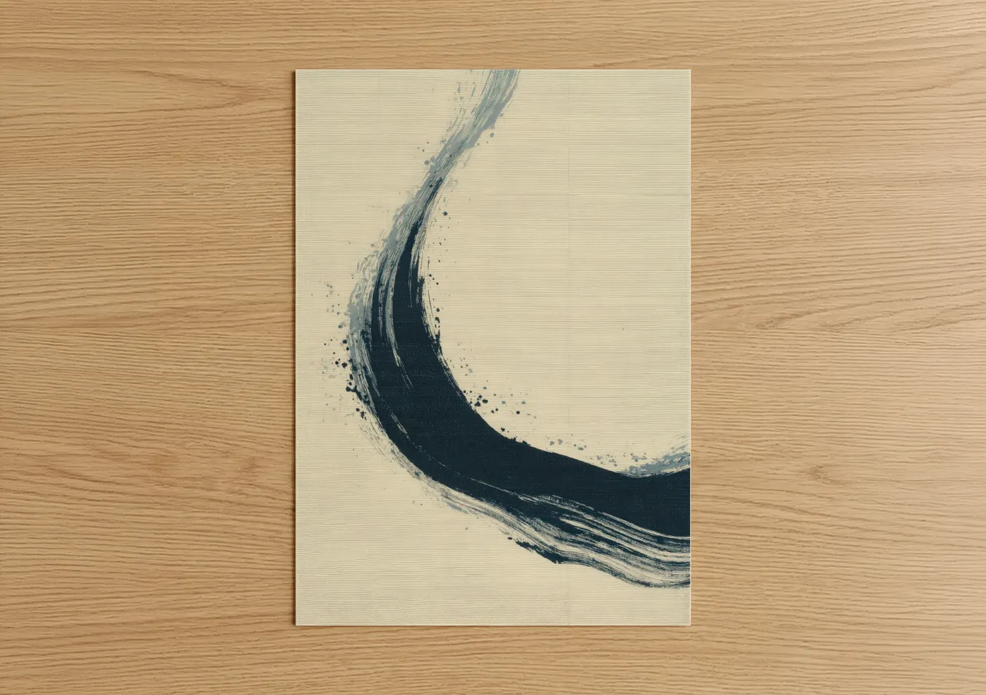 Abstract Comet Brushstroke Dark Blue Wall Art