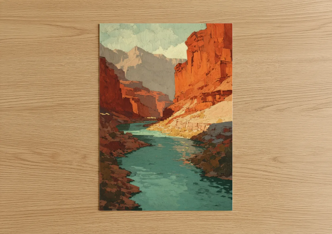 Turquoise Canyon River Desert Landscape Wall Art