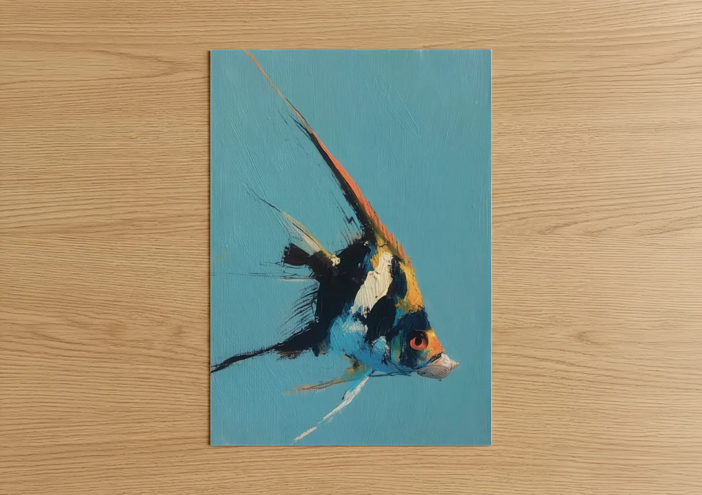 Striped Angel Fish Modern Painting Wall Art