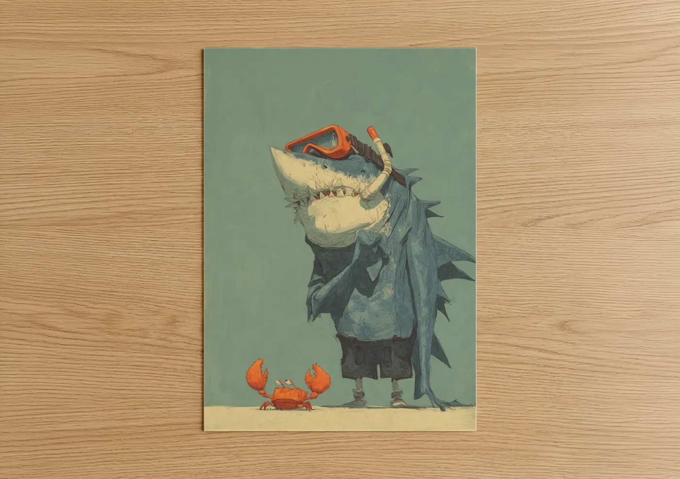 Humorous Basking Shark Illustration Wall Art