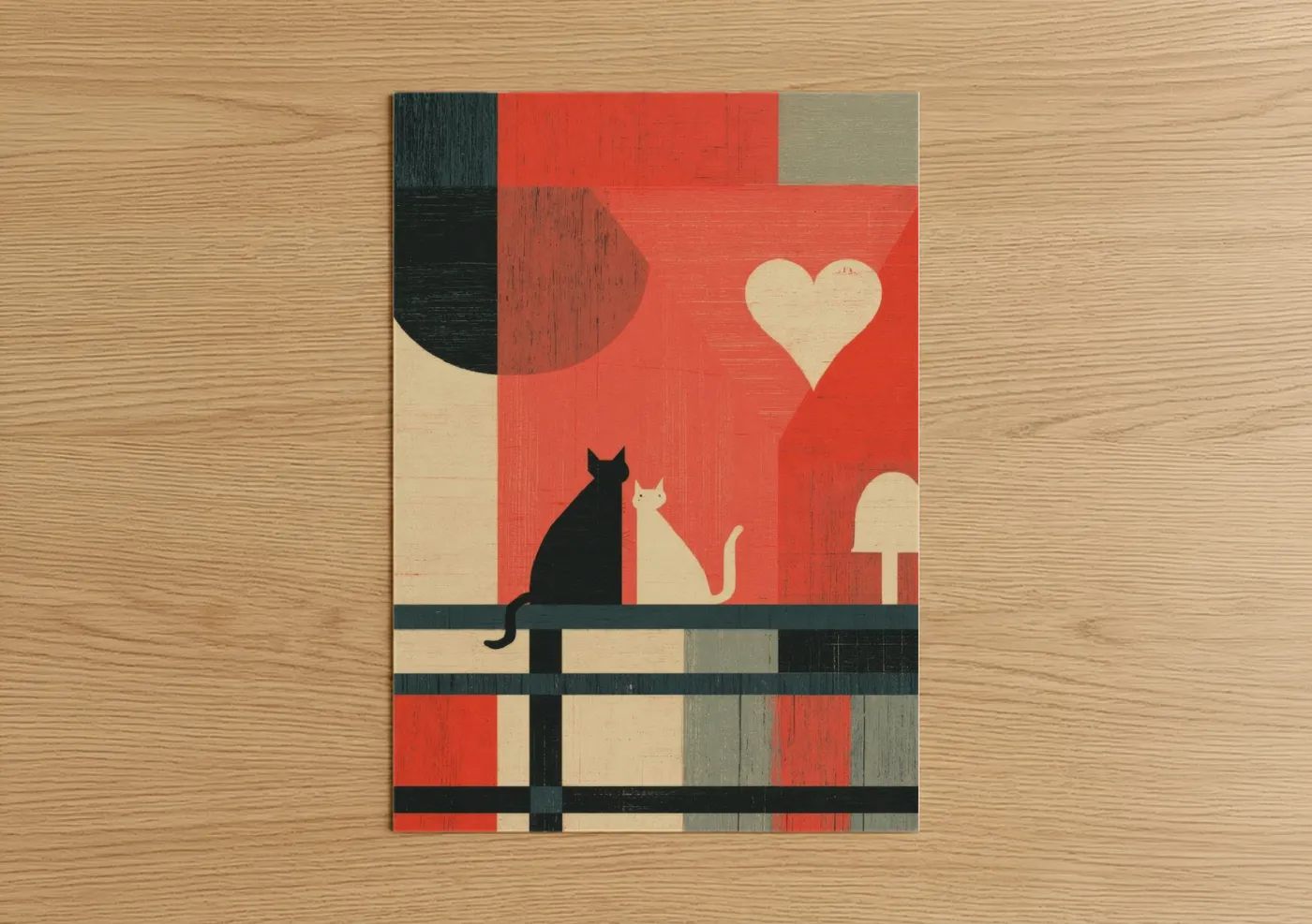 Black and White Cats in Love Wall Art