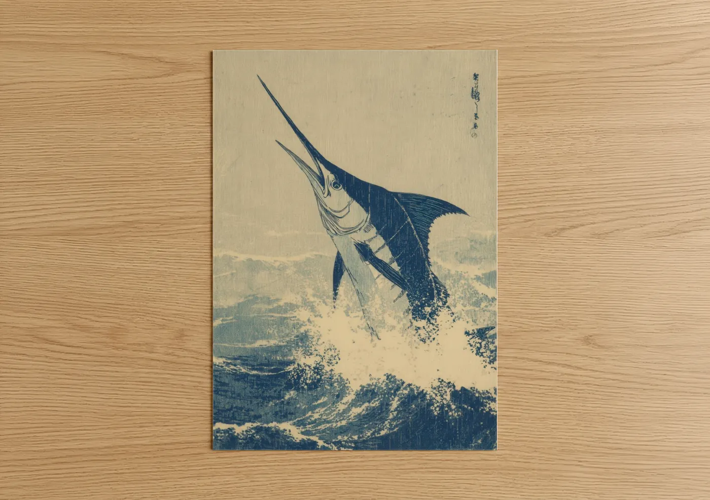 Blue Marlin Jumping Ocean Wave Wall Art