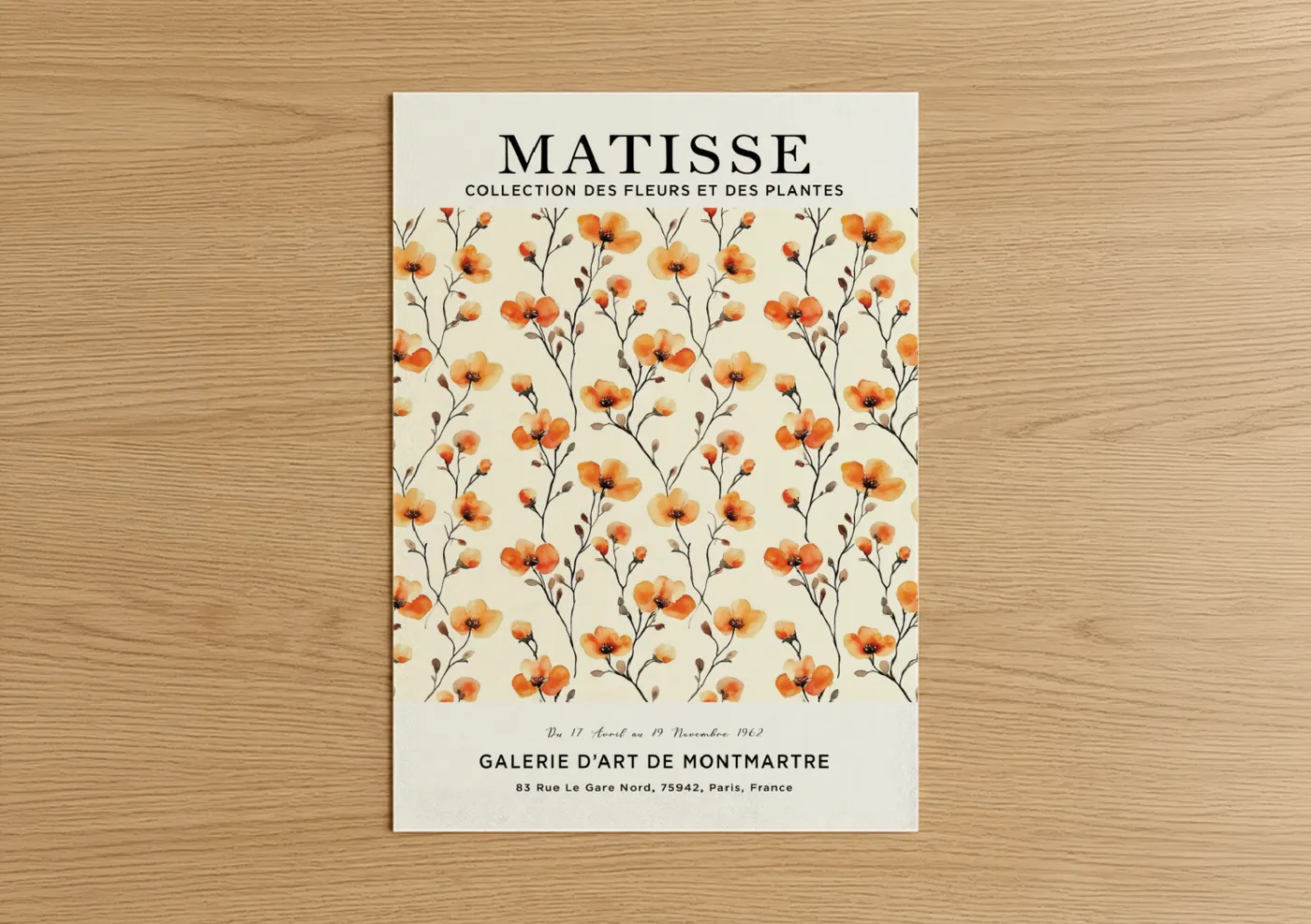 Orange Abstract Flower Botanical Matisse Wall Art