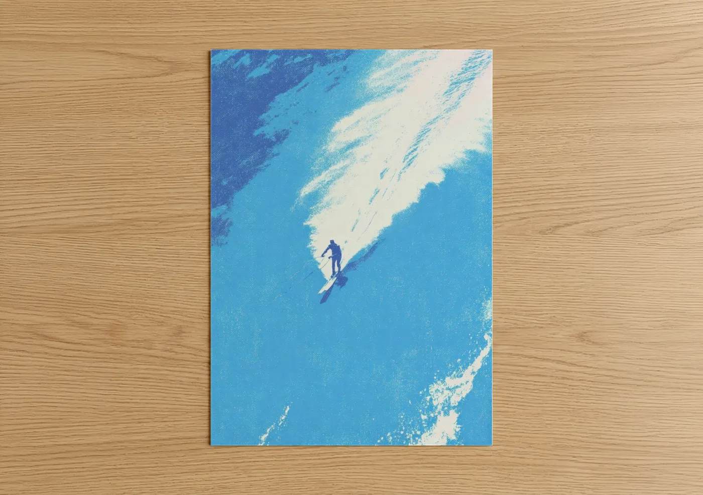 Water Skier Blue Wave Minimalist Wall Art