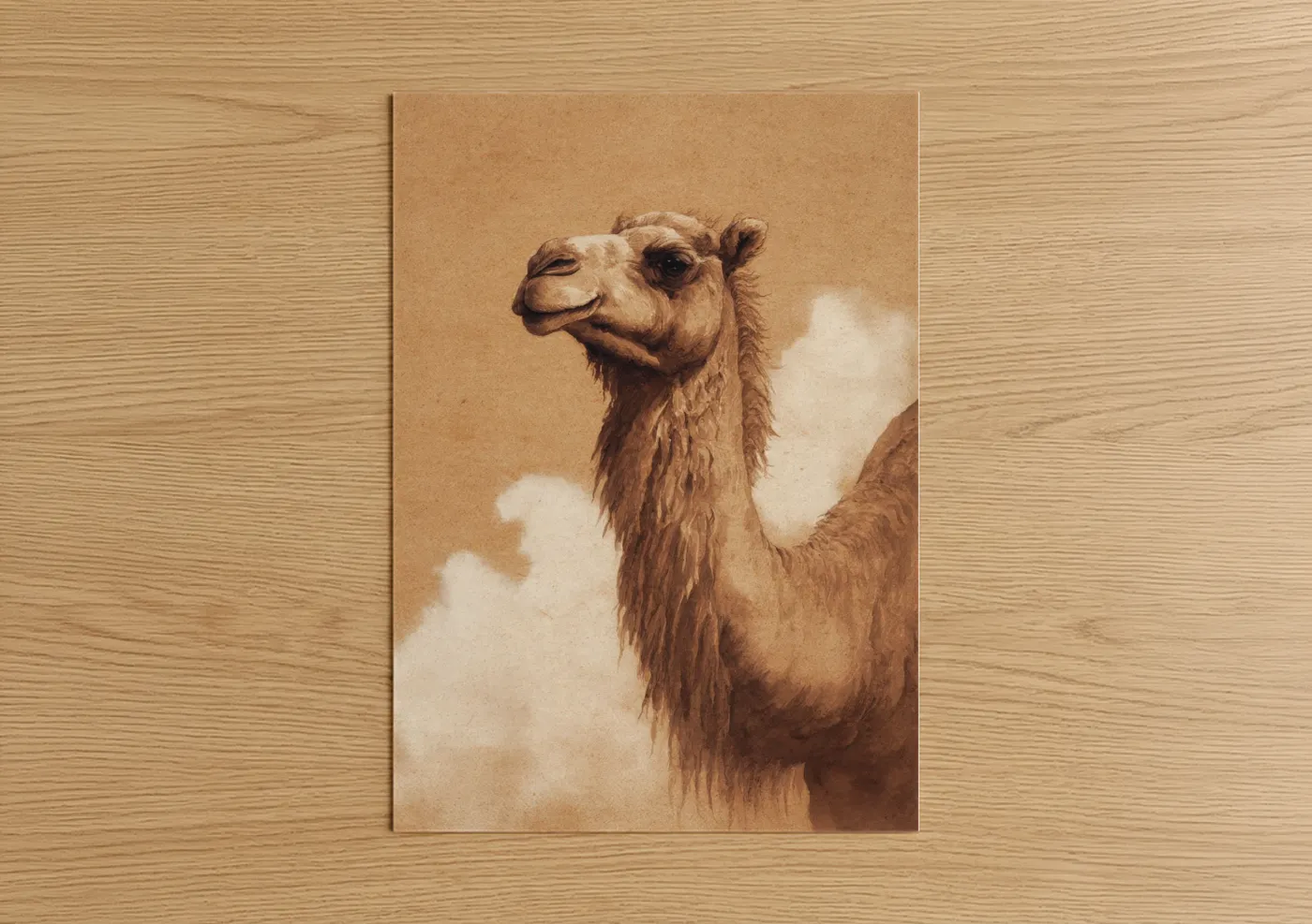 Desert Camel Portrait Watercolor Wall Art