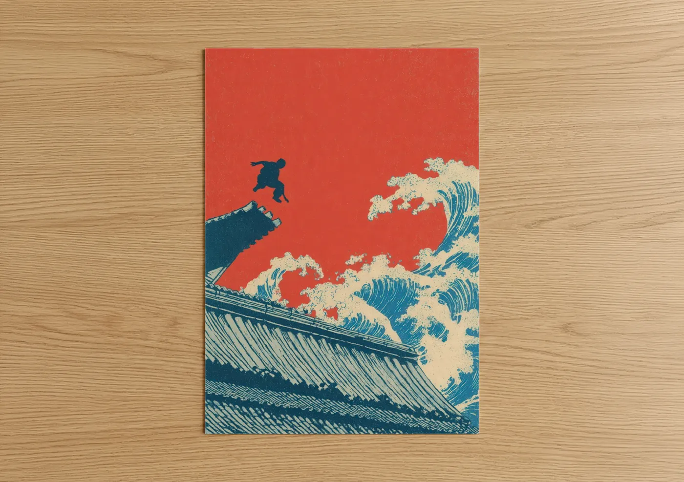 Parkour Athlete Wave Japanese Wall Art
