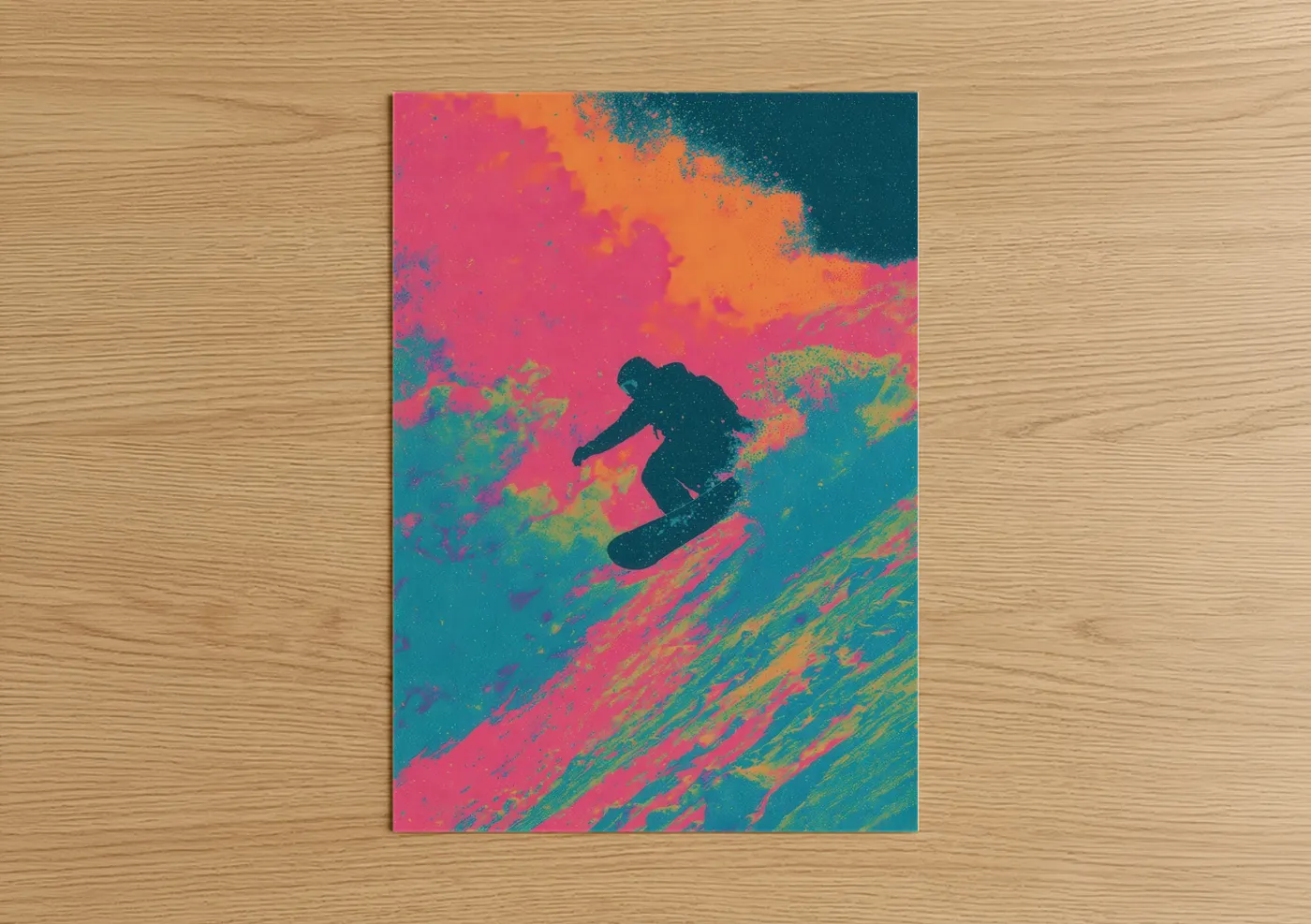 Neon Snowboarder Extreme Sports Wall Art