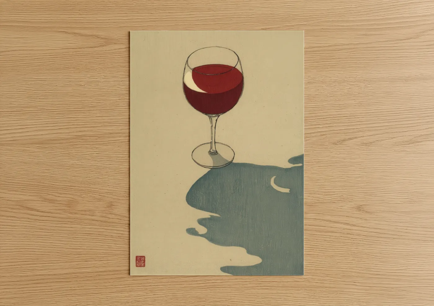 Red Wine Profile Illustration Wall Art