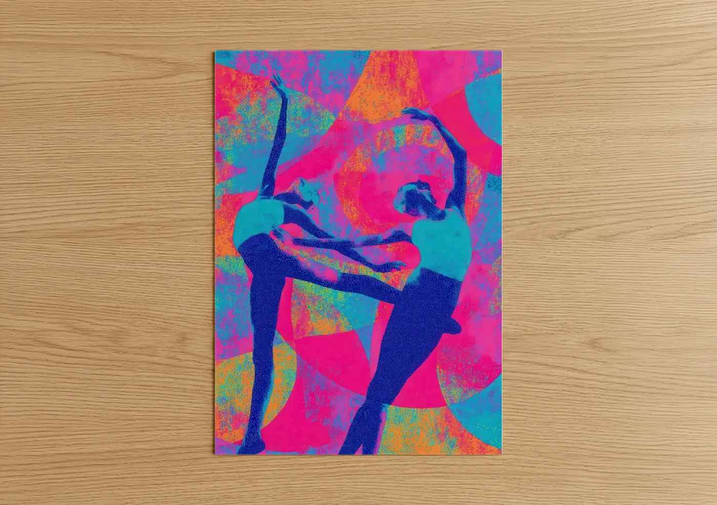 Neon Gymnasts Dynamic Pop Art Wall Art