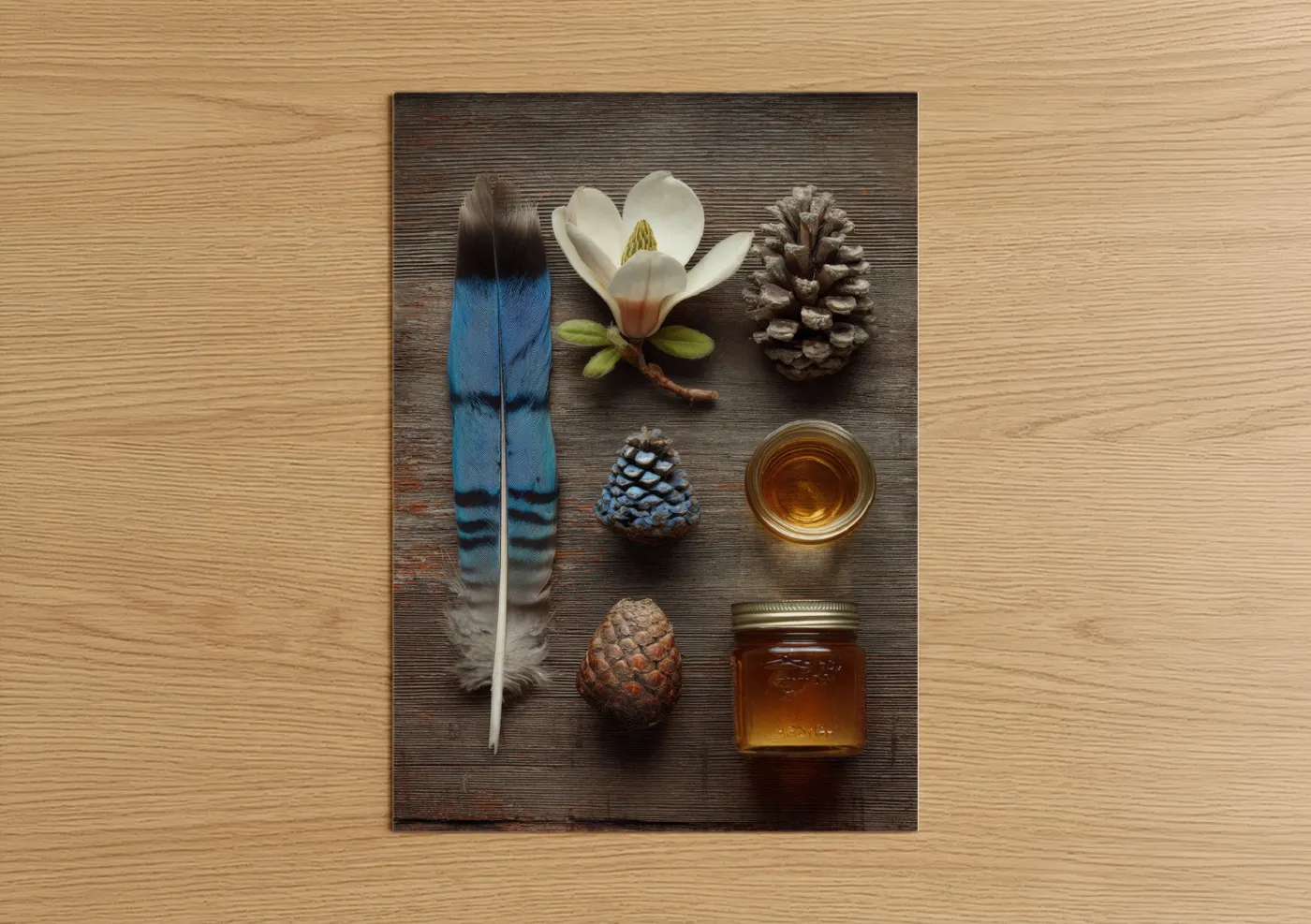White Cherry Blossom Botanical Flat Lay Wall Art