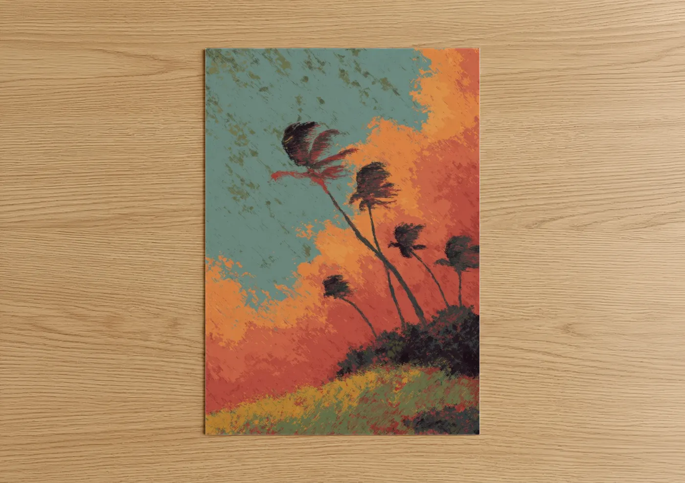 Dramatic Storm Sky with Palm Trees Wall Art