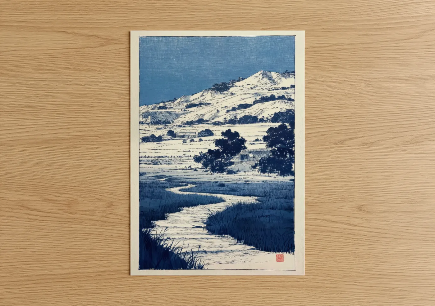 Snowy Mountain Valley Landscape Wall Art