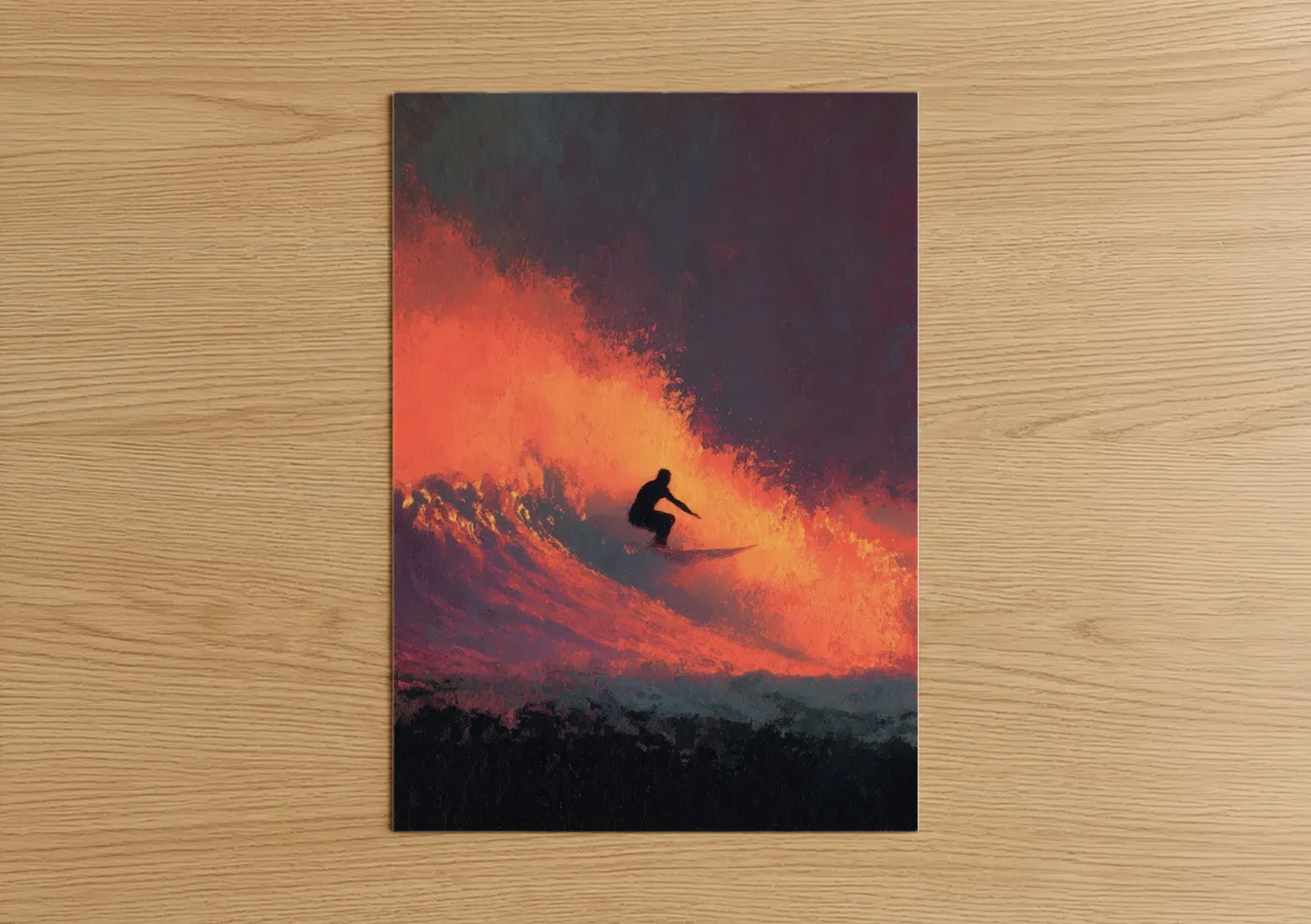 Surfer Riding Epic Sunset Wave Wall Art