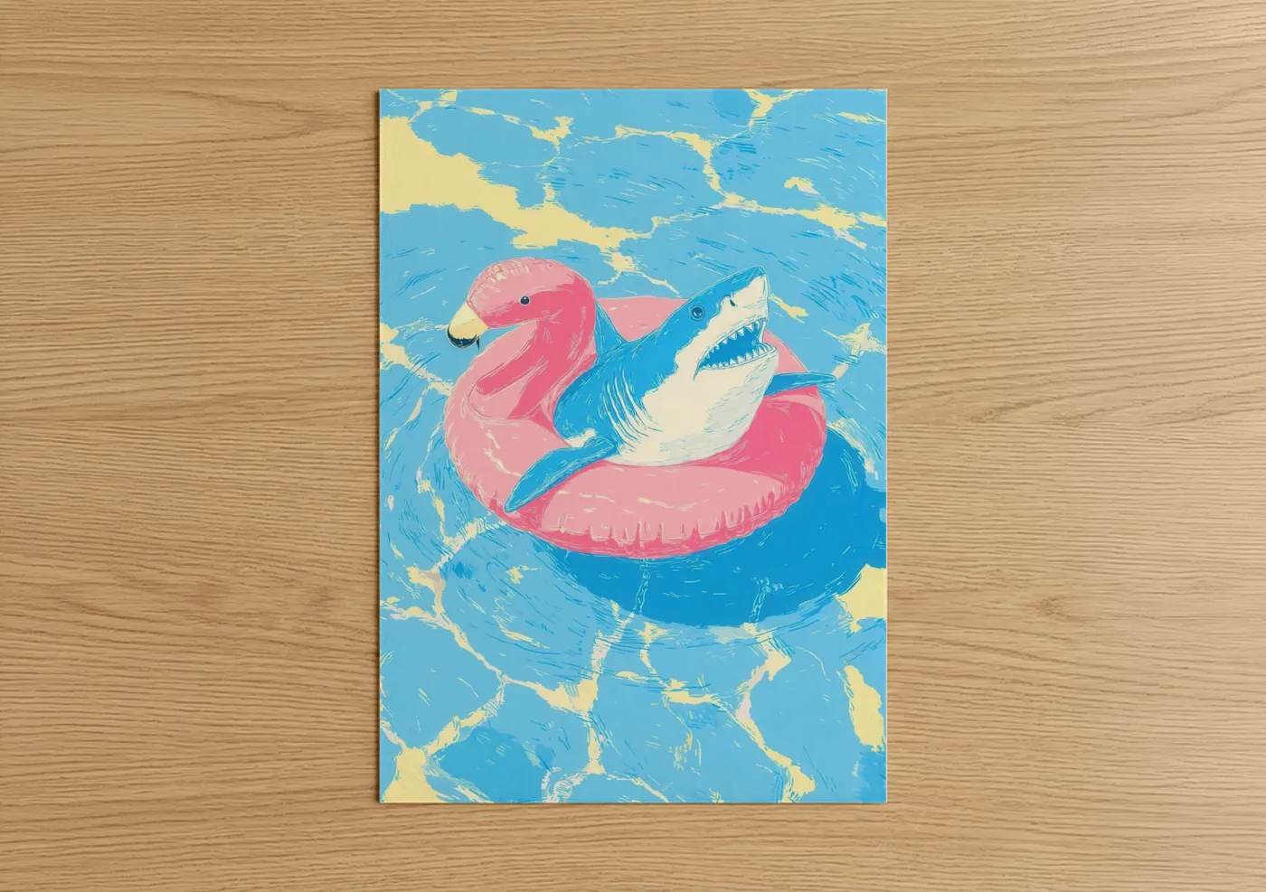 Blue Shark Pool Float Summer Art Wall Art