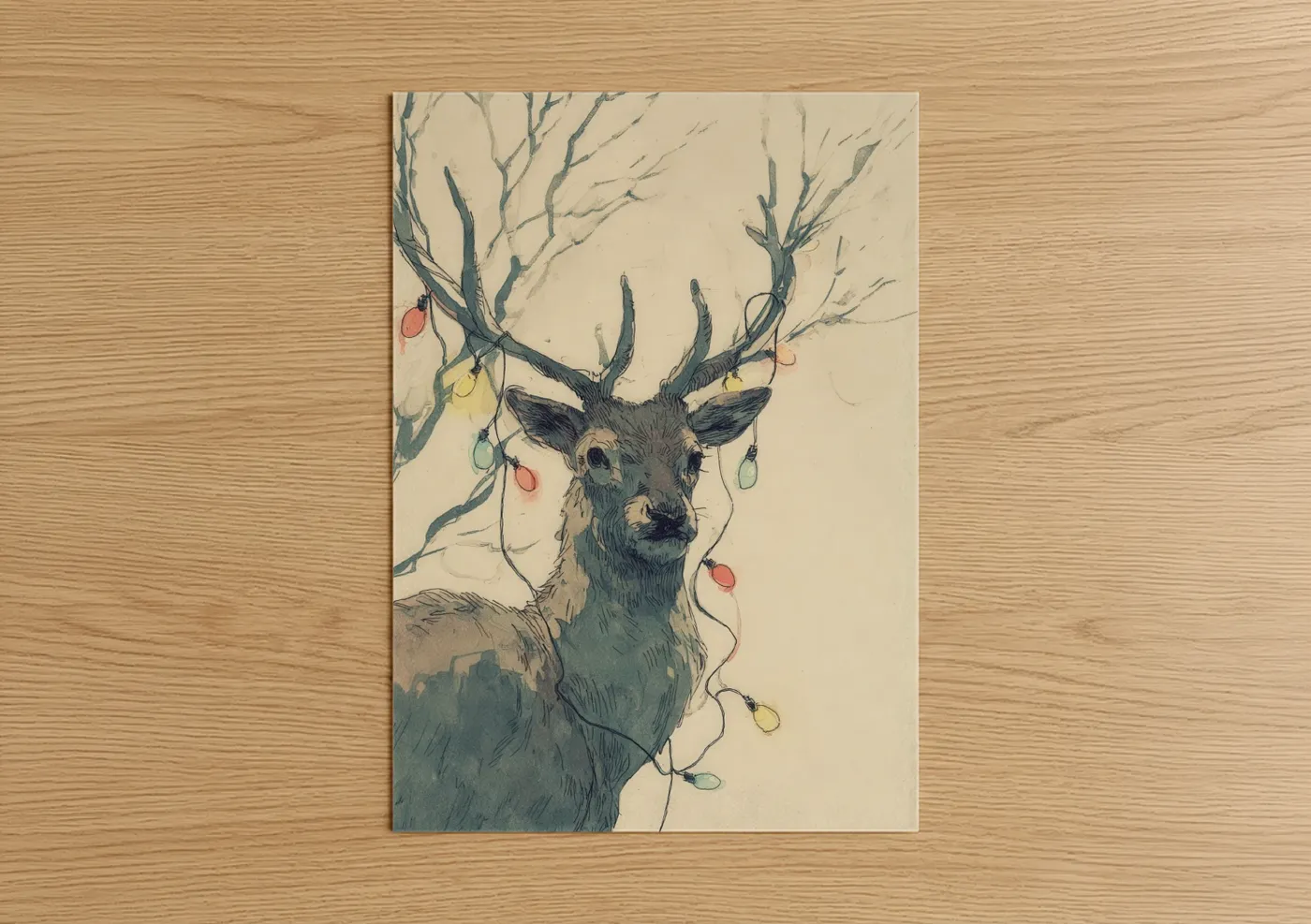 Festive Reindeer with Holiday Ornaments Wall Art