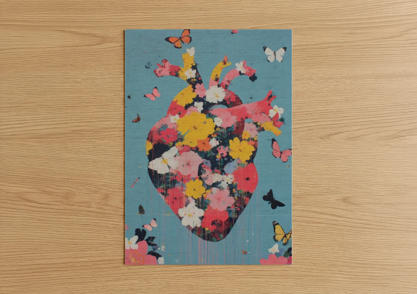 Floral Heart Butterflies Valentine Wall Art