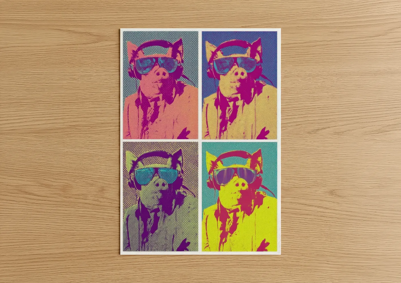 Cool Pig Portrait Pop Art Style Wall Art