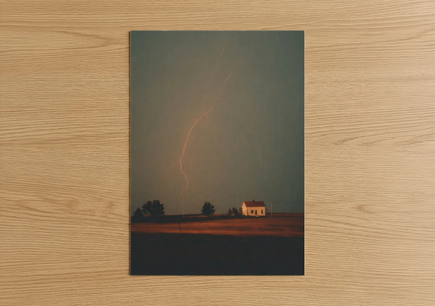 Lightning Strike Rural Landscape Storm Wall Art