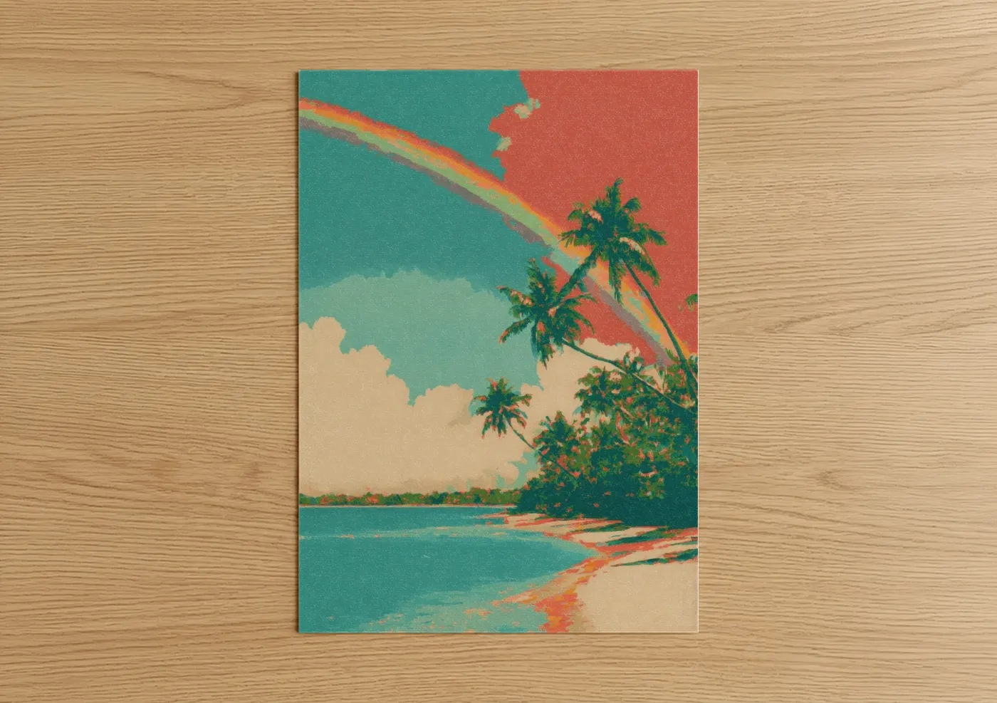 Tropical Beach Rainbow Landscape Wall Art