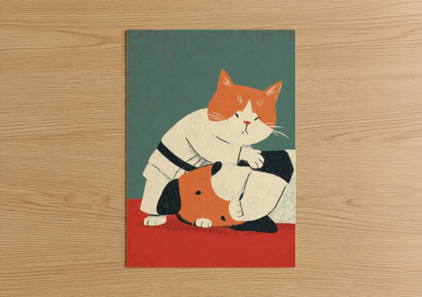 Orange and White Cat Judo Martial Arts Wall Art