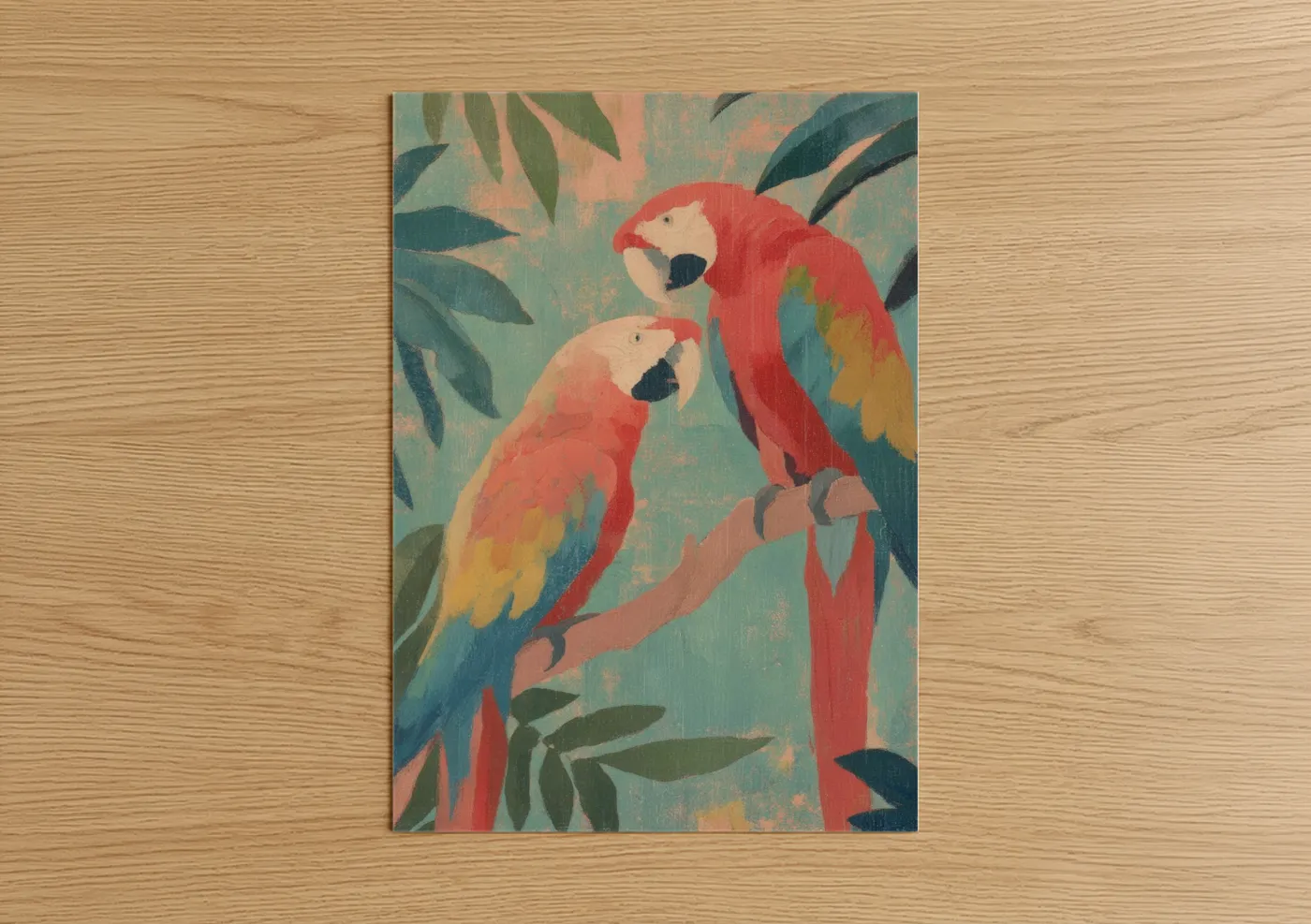 Tropical Macaw Pair Romantic Bond Wall Art