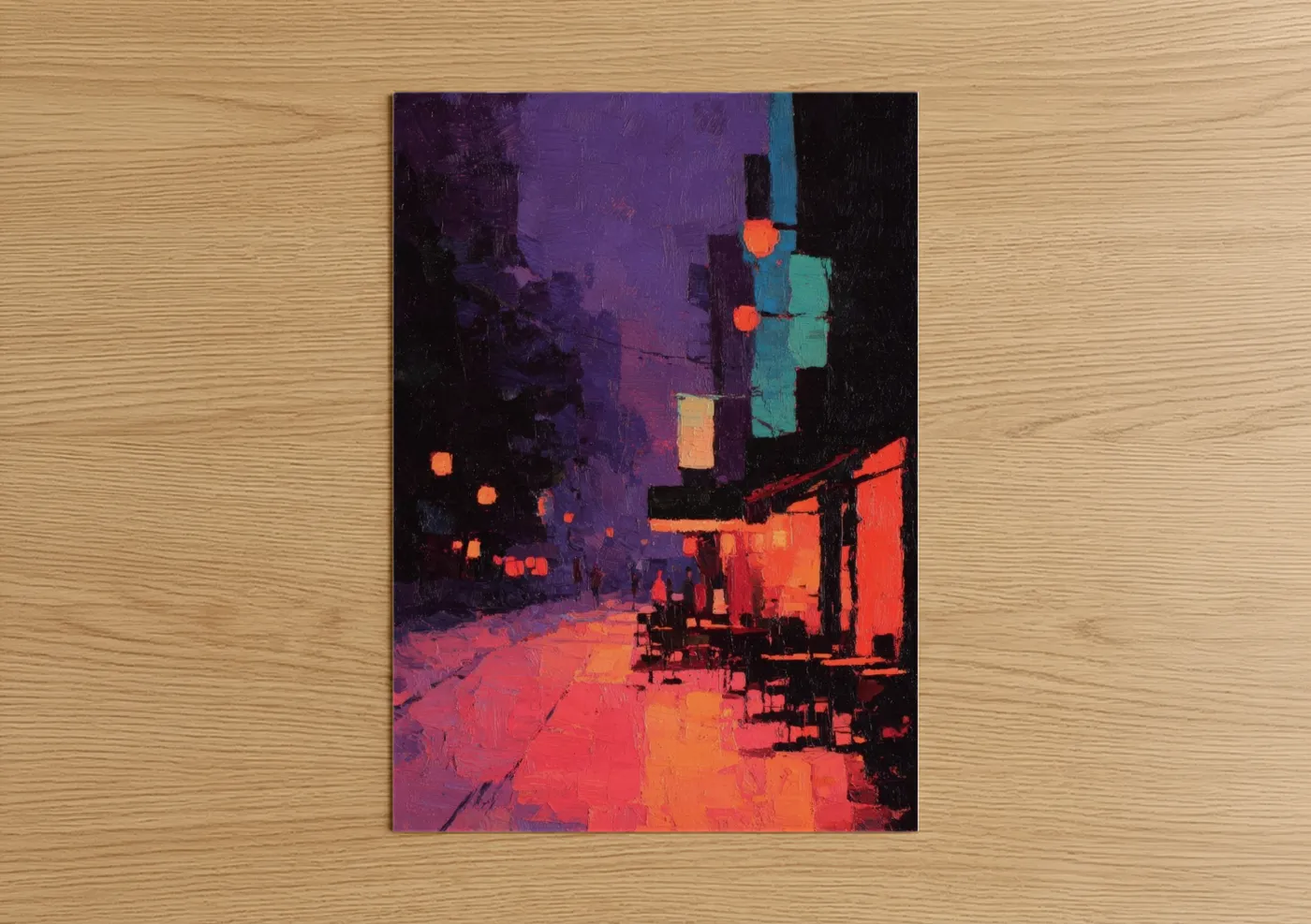 Neon Jazz Night Urban Street Wall Art