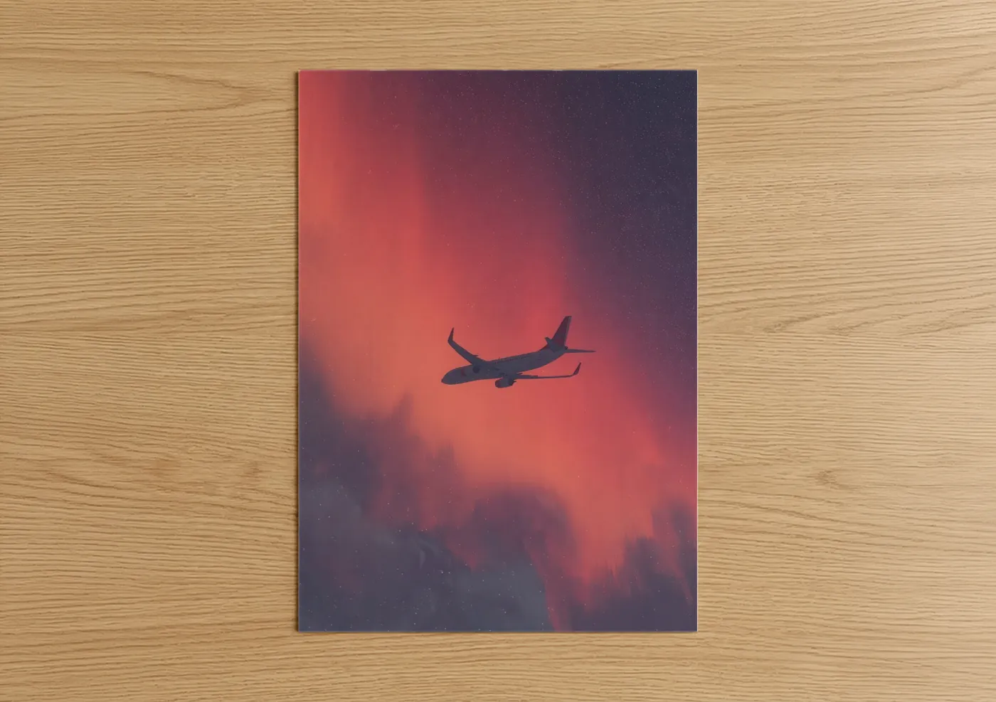 Commercial Plane Sunset Silhouette Wall Art