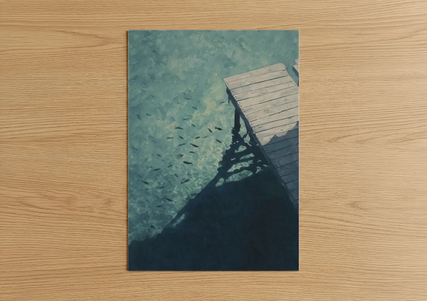 Wooden Dock Shadow Water Photography Wall Art