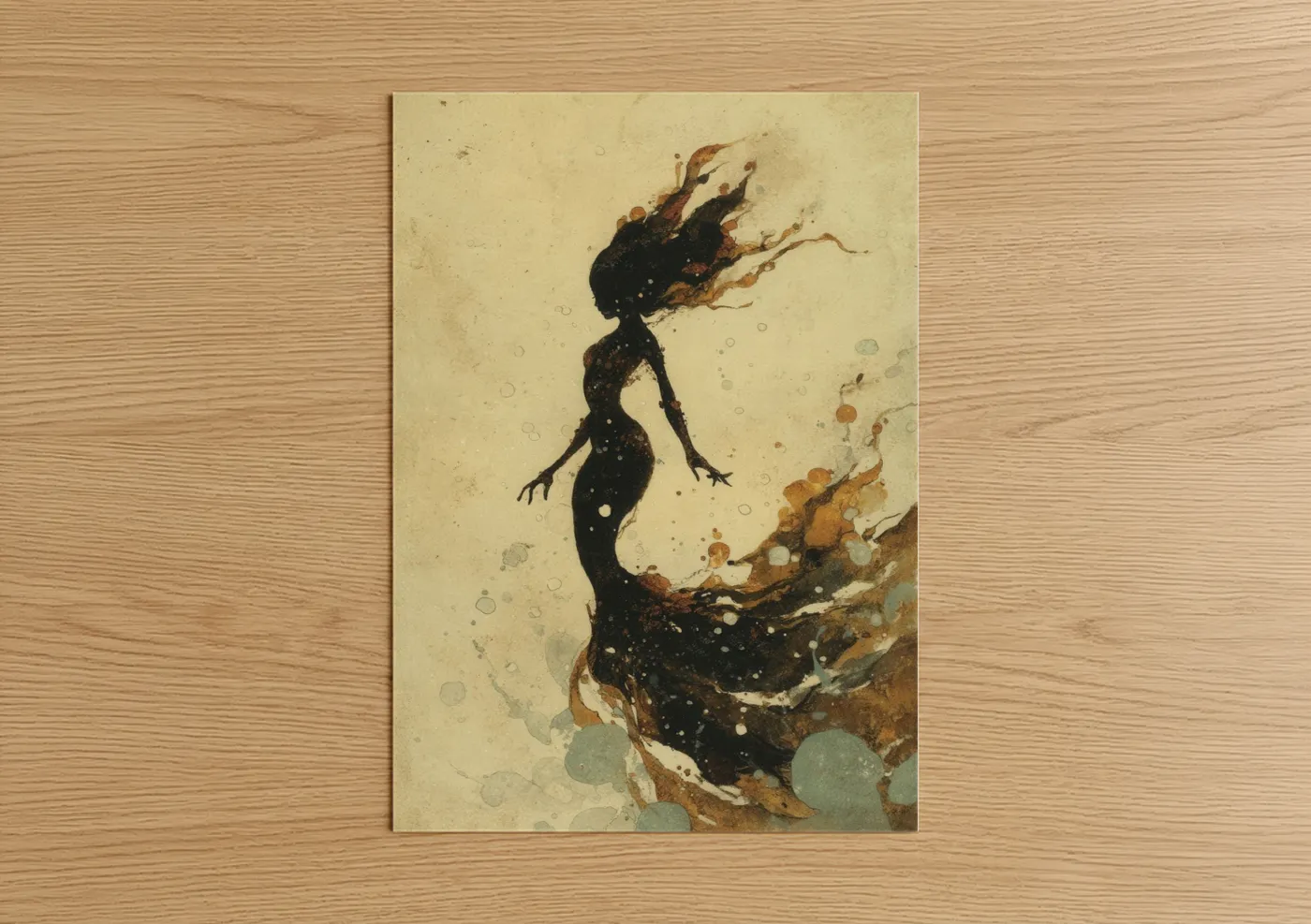 Ethereal Mermaid Watercolor Silhouette Wall Art