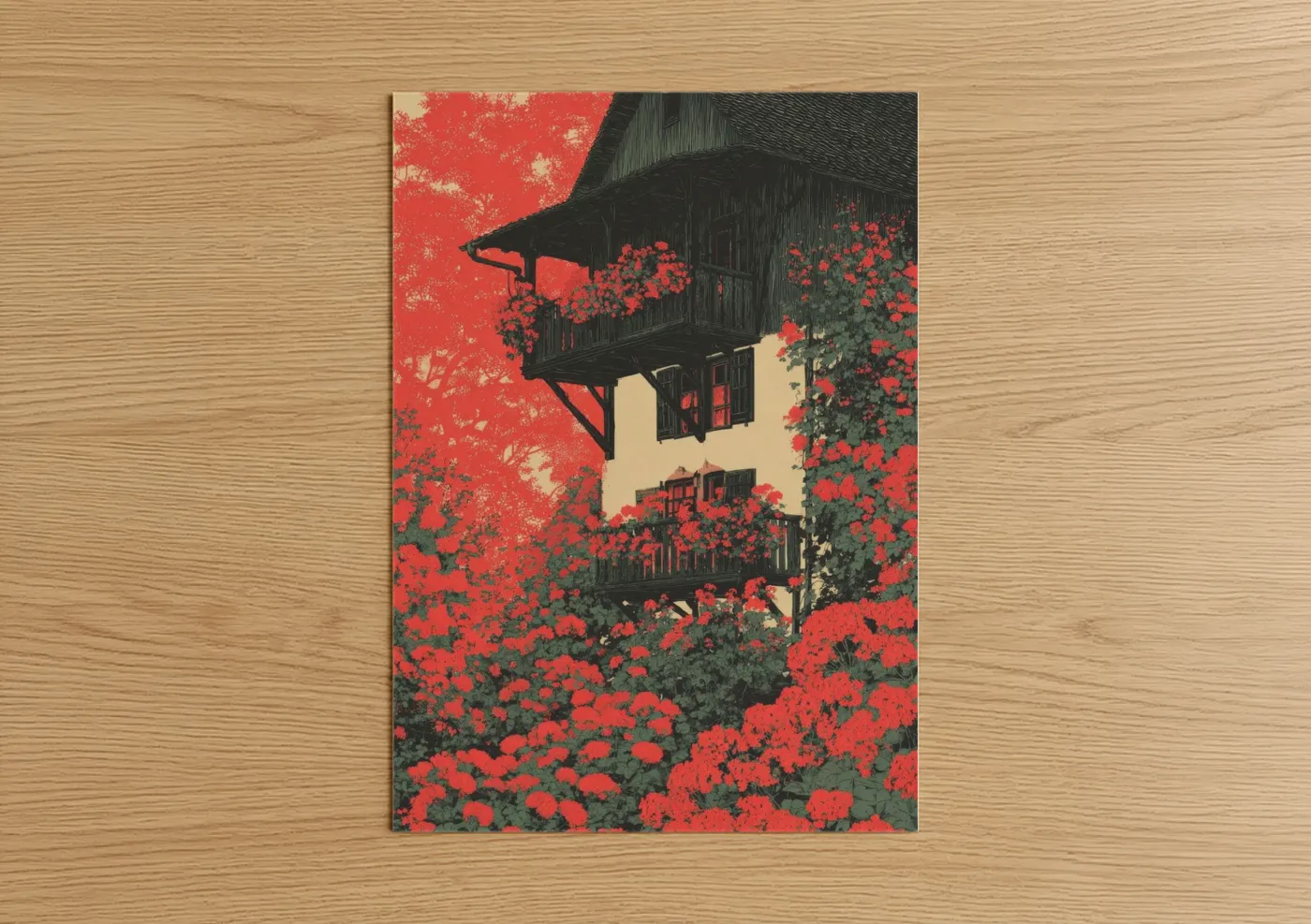 Crimson Cottage Garden Geraniums Wall Art