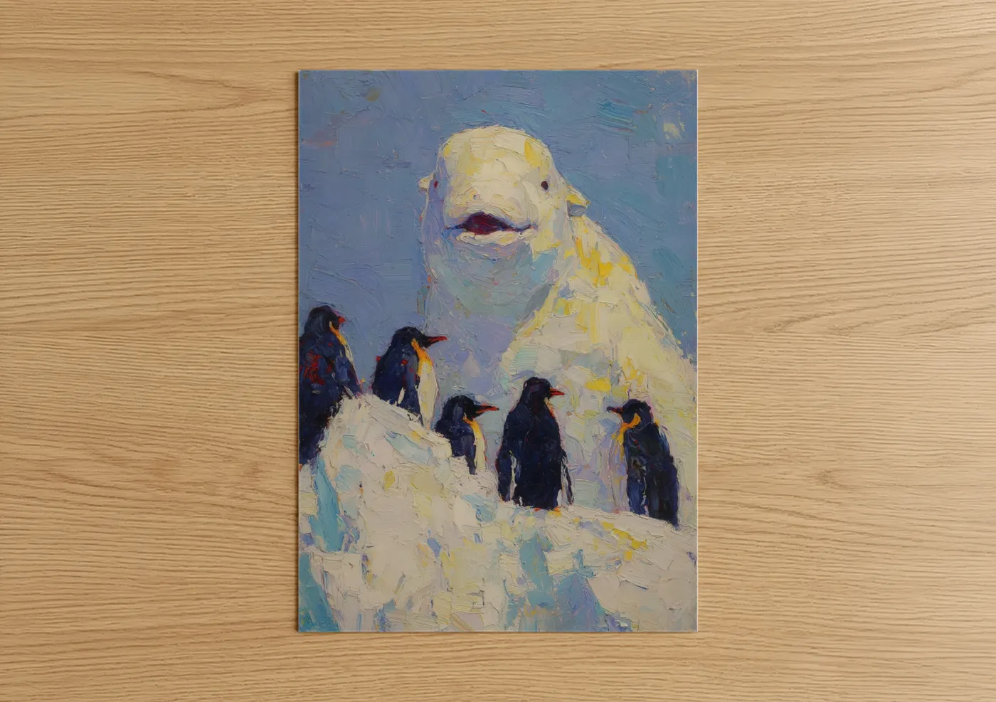 Arctic Beluga Whale Family Expressionist Wall Art