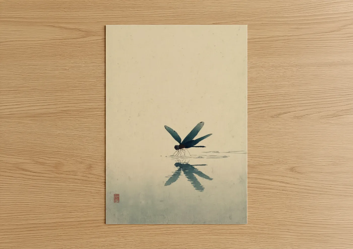 Dragonfly Reflection Watercolor Wall Art