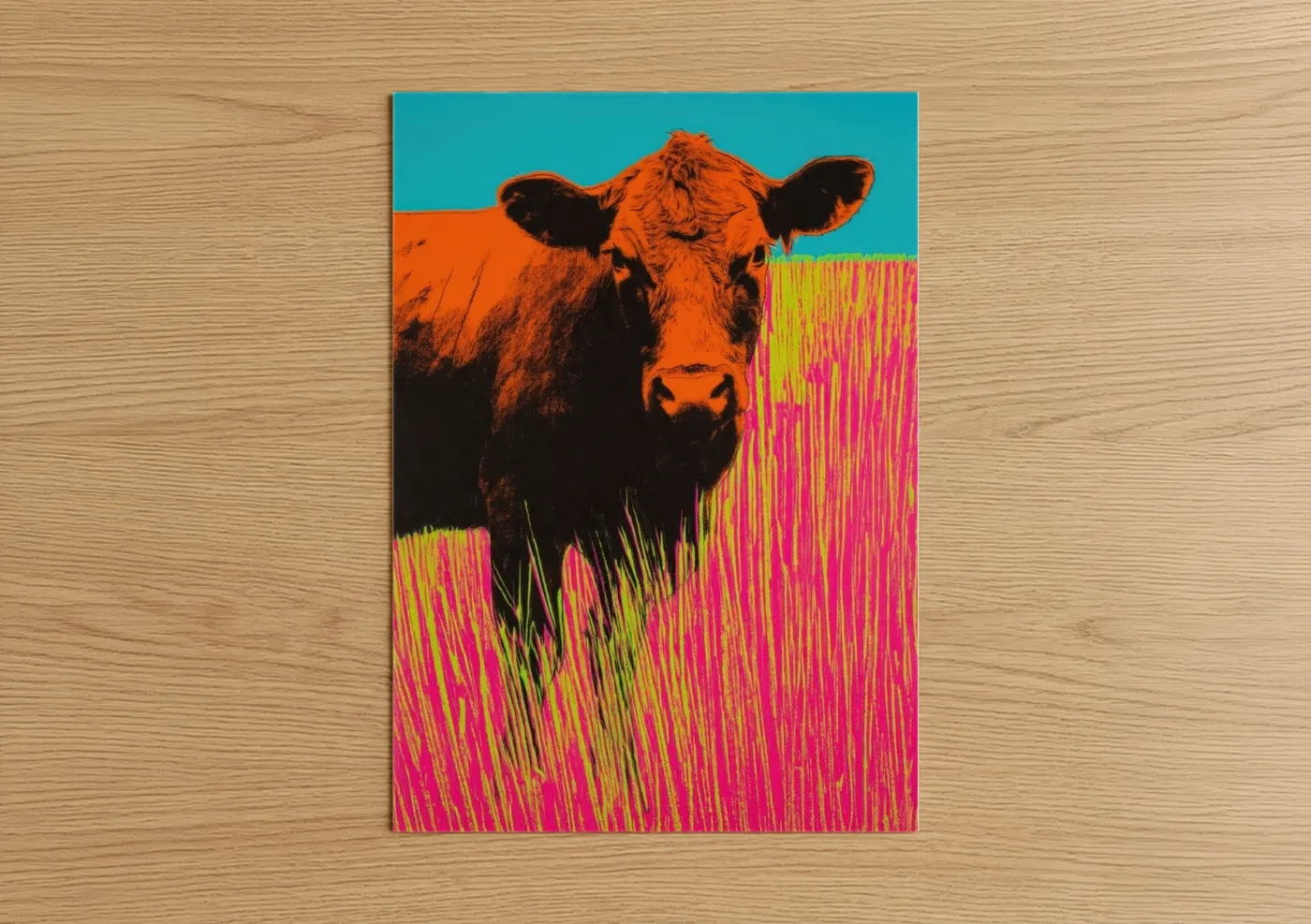 Orange Angus Cow Pop Art Portrait Wall Art