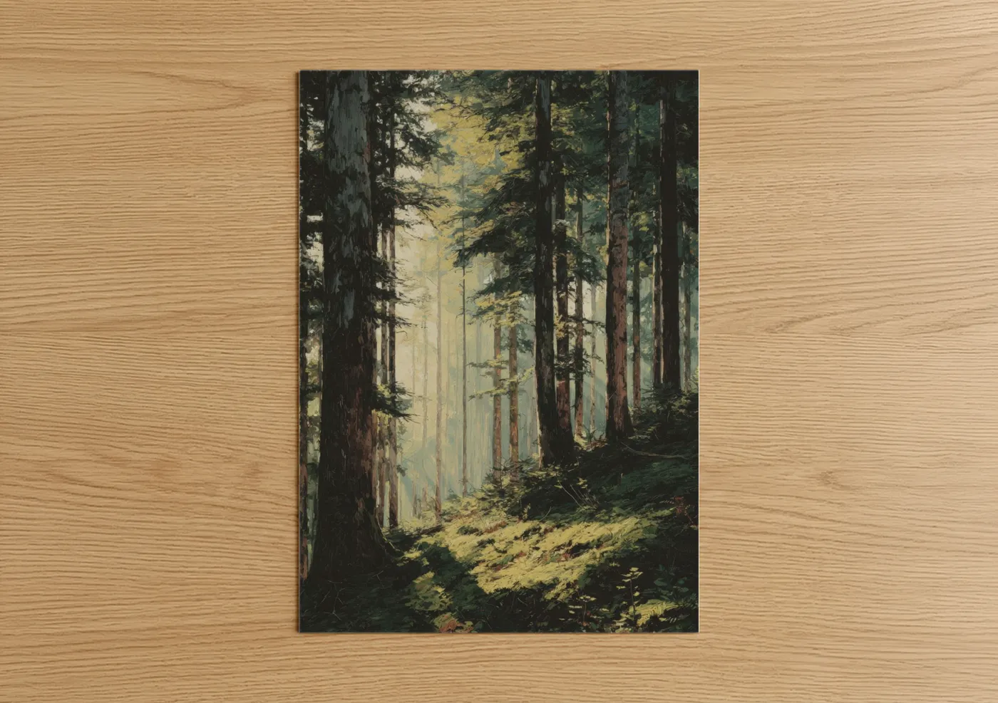 Golden Cedar Forest Sunlight Landscape Wall Art