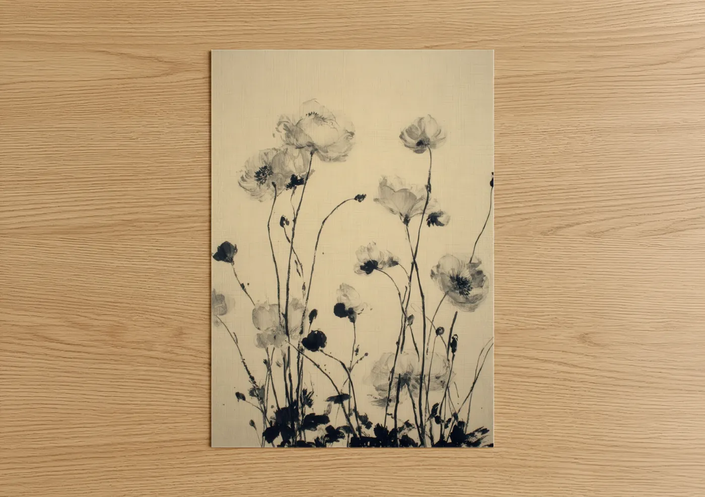 Delicate Ranunculus Botanical Line Wall Art