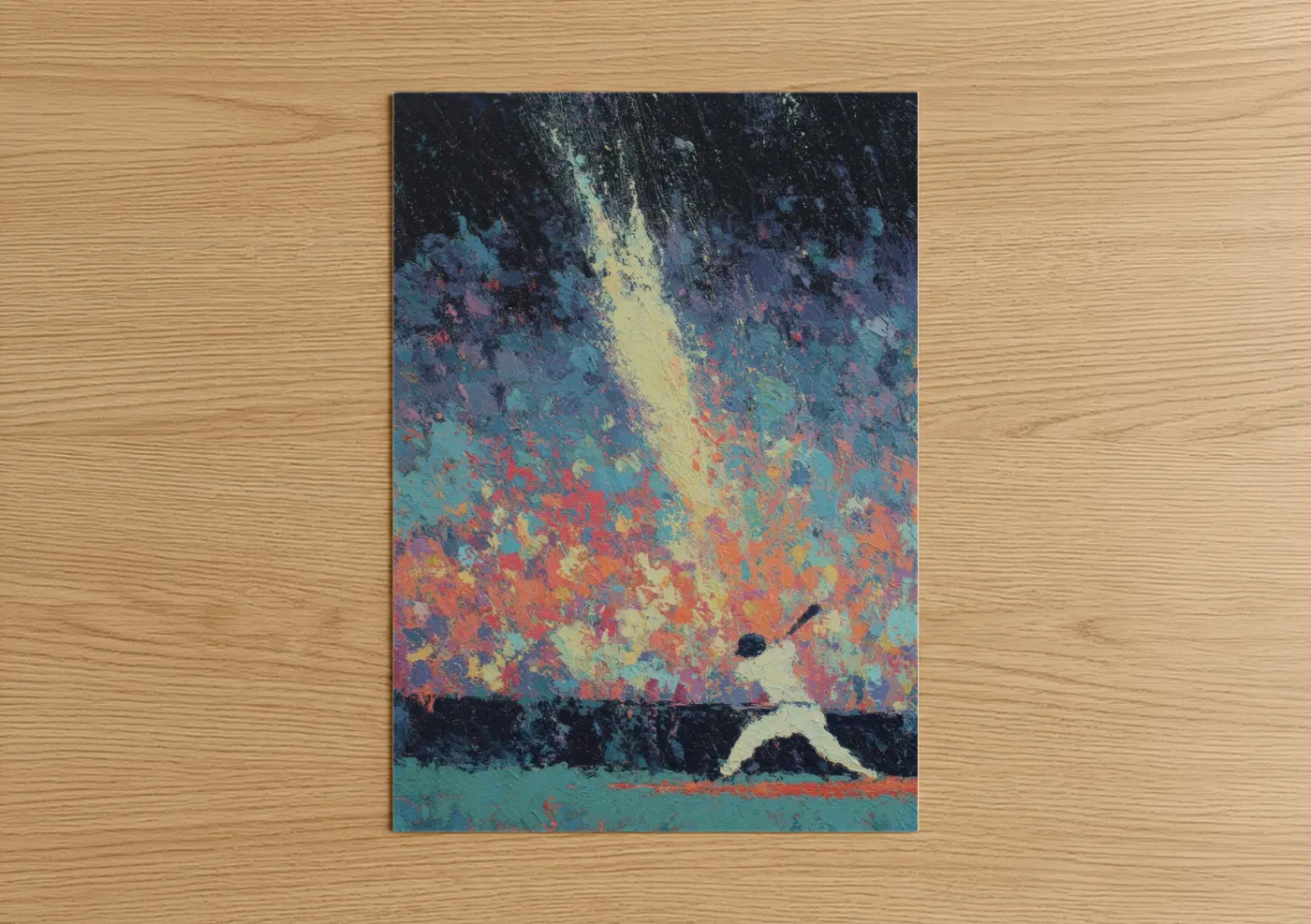 Vibrant Baseball Swing Abstract Wall Art