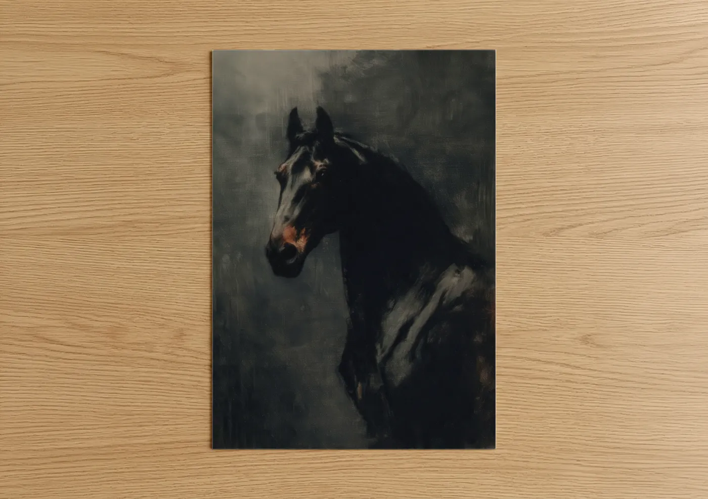Dark Thoroughbred Horse Moody Portrait Wall Art