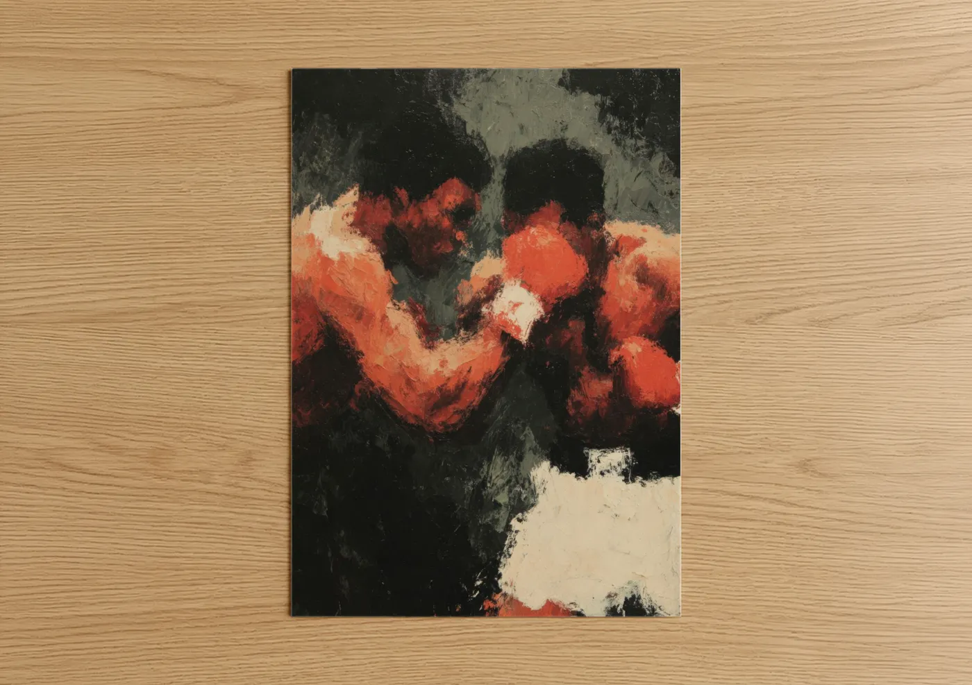 Abstract Boxing Fighters Red Expressionist Wall Art