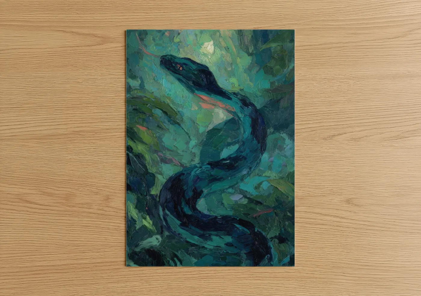 Emerald Boa Constrictor Expressionist Wall Art