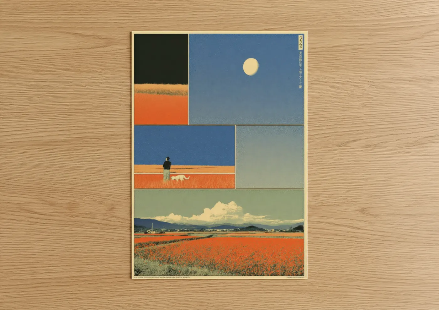 Japanese Y2K Poppy Field Aesthetic Wall Art