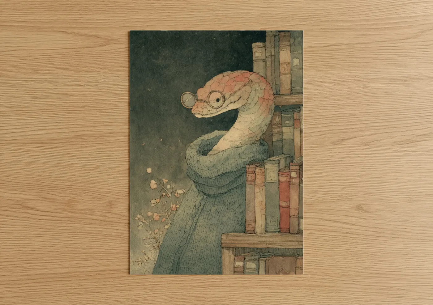Scholarly Boa Constrictor With Monocle Wall Art