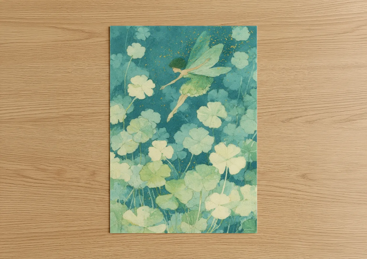 Clover Fairy Dreams Watercolor Wall Art