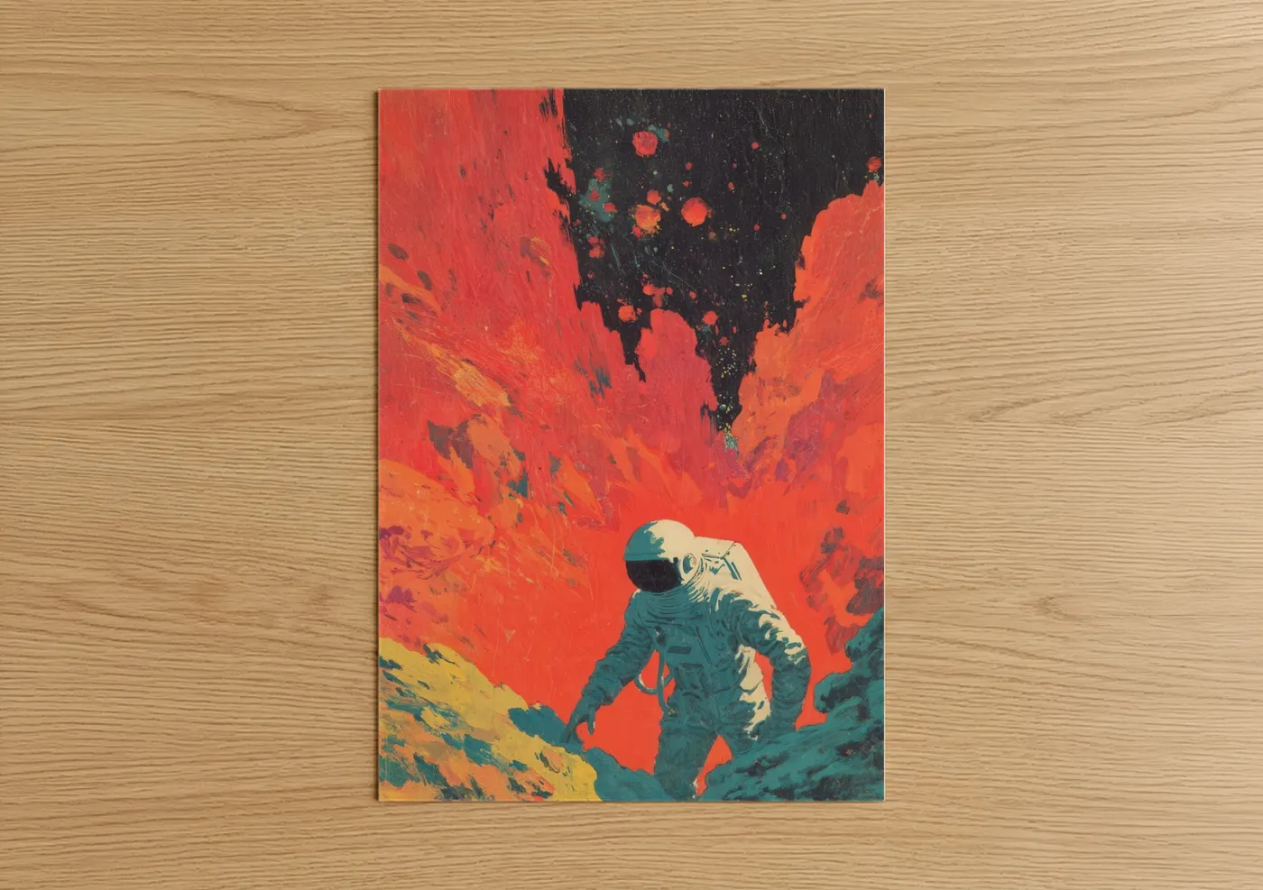 Astronaut Fiery Red Space Exploration Wall Art