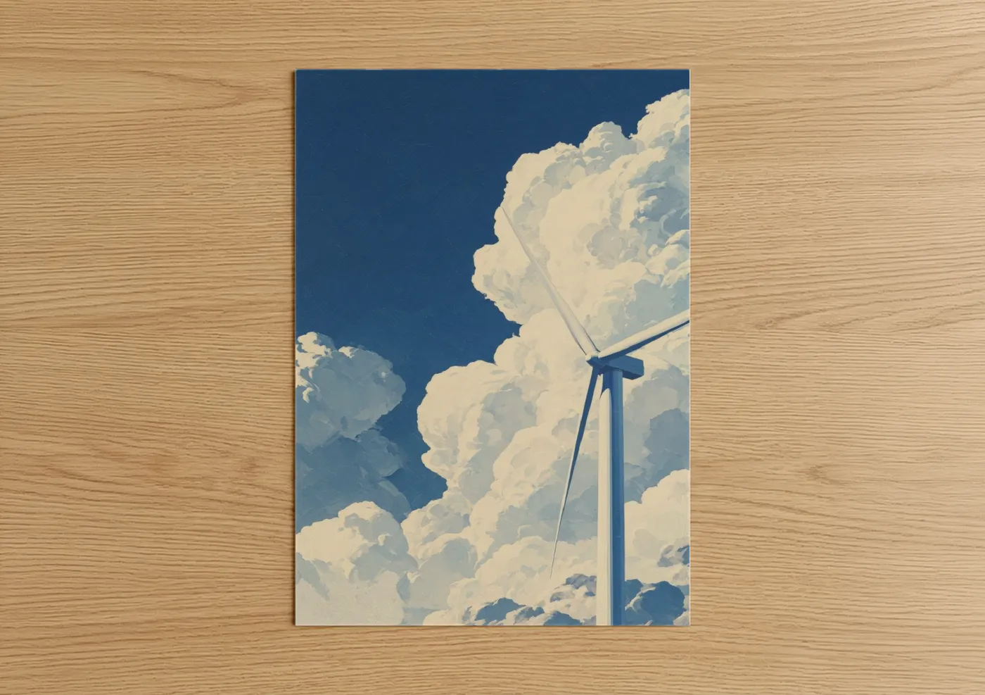 Wind Turbine Clouds Blue Sky Art Wall Art