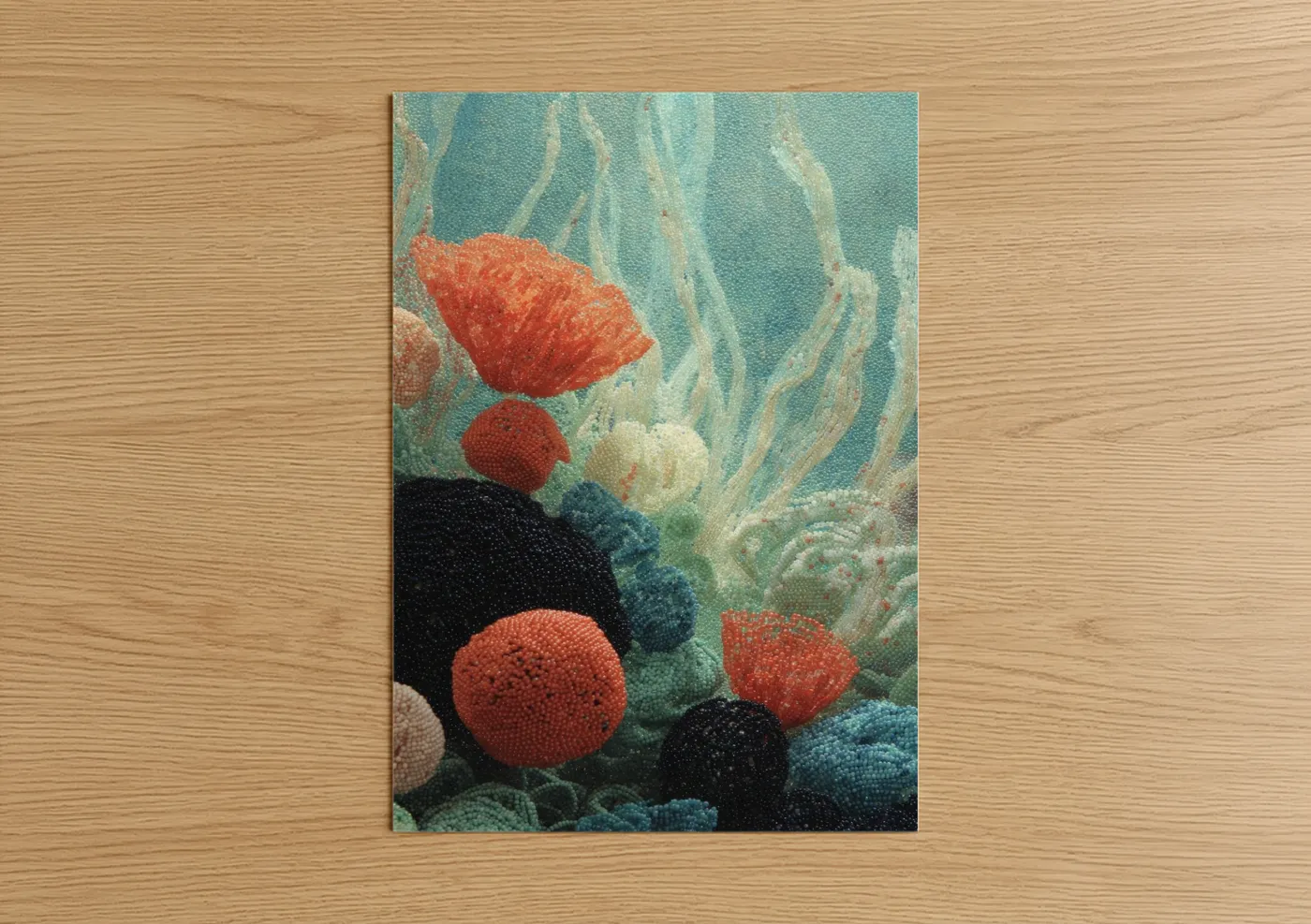 Coral Reef Beadwork Art Textile Design Wall Art