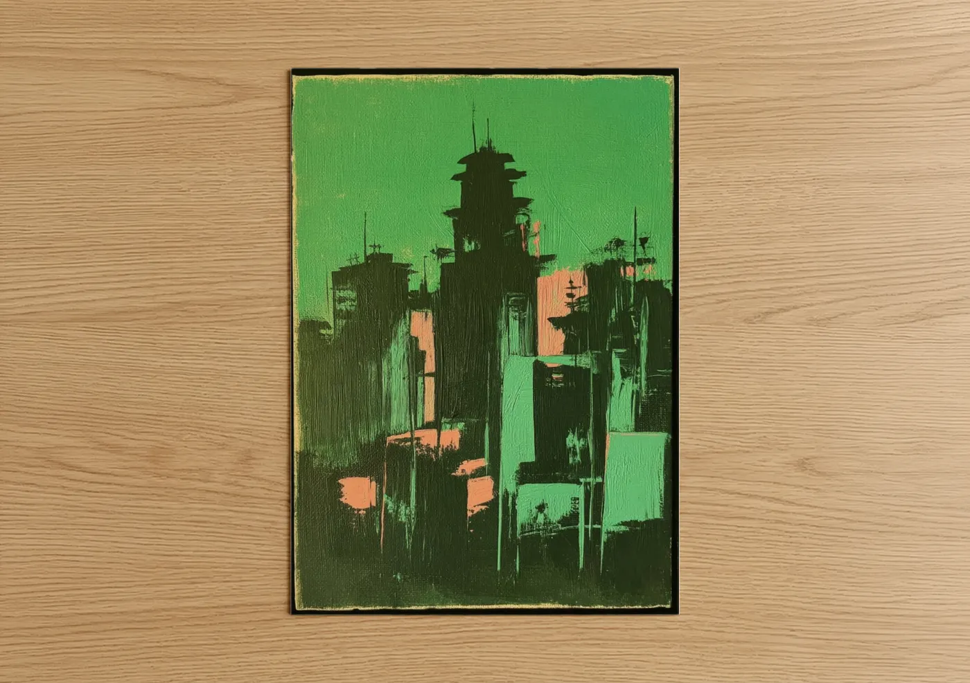 Neon Metropolis Abstract Architecture Wall Art