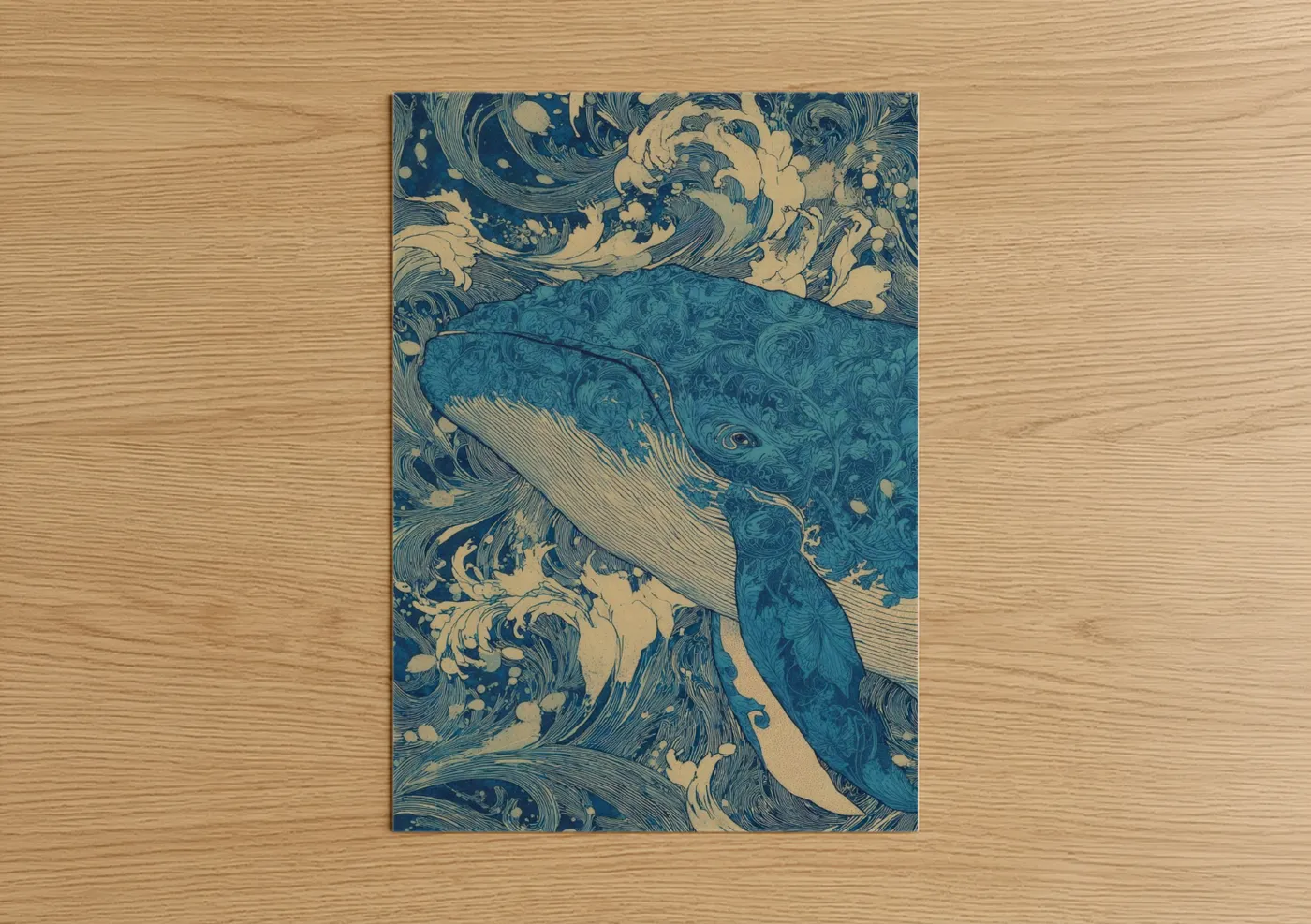 Sperm Whale Ocean Illustration Wall Art